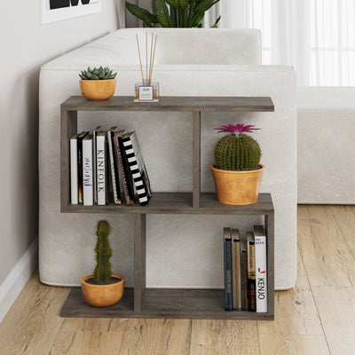 Homemania Modern Side Table with 4 Open Shelves in Dark Coffee
