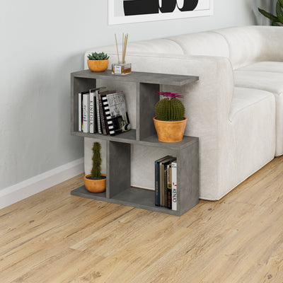 Homemania Modern Side Table with 4 Open Shelves in Retro Grey