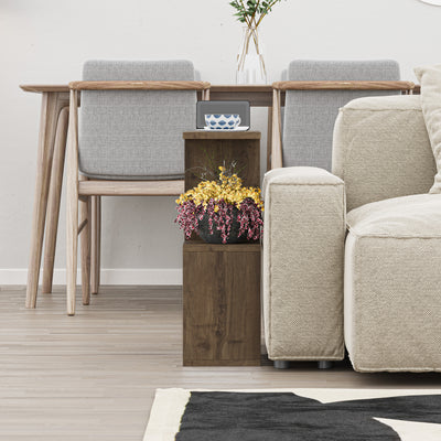 Homemania Modern Side Table with 4 Open Shelves in Dark Oak