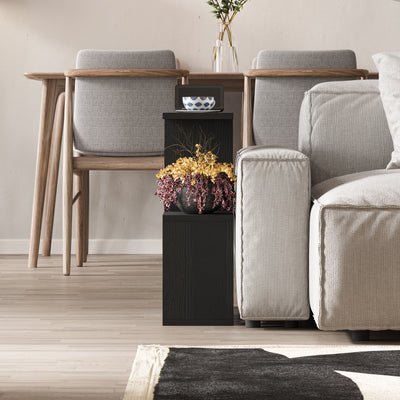 Homemania Modern Side Table with 4 Open Shelves in Black Wood