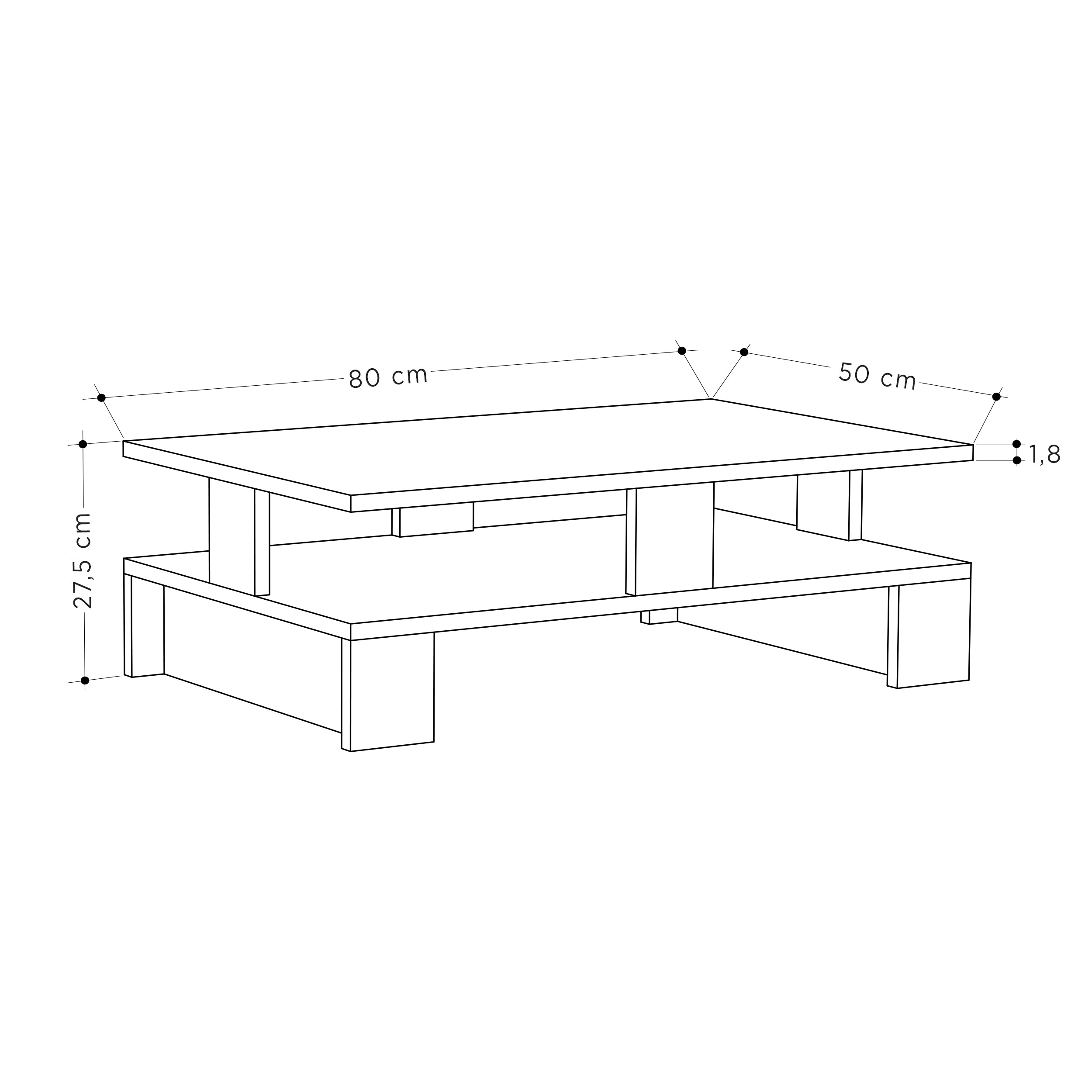  Mansu Modern Coffee Table Multipurpose H 27.5cm - Decortie