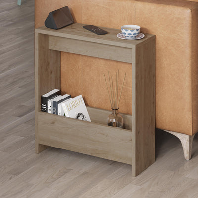 Simpi Side Table with Magazine Rack – Compact Modern End Table for Small Spaces in Natural Oak