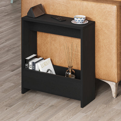 Simpi Side Table with Magazine Rack – Compact Modern End Table for Small Spaces in Black Wood