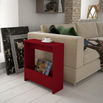 Simpi Side Table with Magazine Rack – Compact Modern End Table for Small Spaces in Burgundy