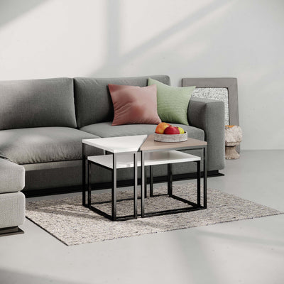 Ohlady Modern Coffee Table Multipurpose H 41.8cm in Light Mocha,White