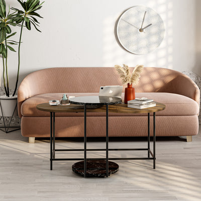Cuddle Coffee Table - Modern 2-piece Nested Set in Dark Oak,Lotus