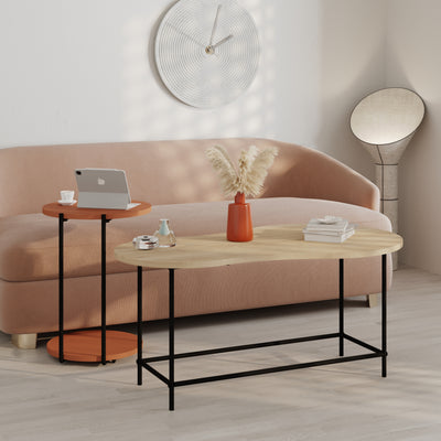 Cuddle Coffee Table - Modern 2-piece Nested Set in Sapphire Oak,Cinnamon