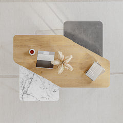 Nesty Modern Coffee Table 3 Pieces – Oak - Retro Grey - Carrara
