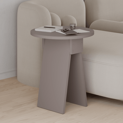Chen Side Table – Modern Round Accent Table for Living Room, Bedroom or Entryway in Light Mocha