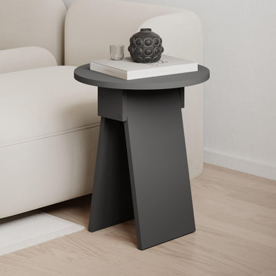 Chen Side Table – Modern Round Accent Table for Living Room, Bedroom or Entryway in Anthracite
