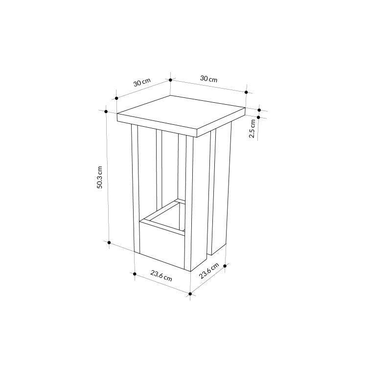Tasos Side Table – dimensions – compact bedside or sofa side table – Decortie
