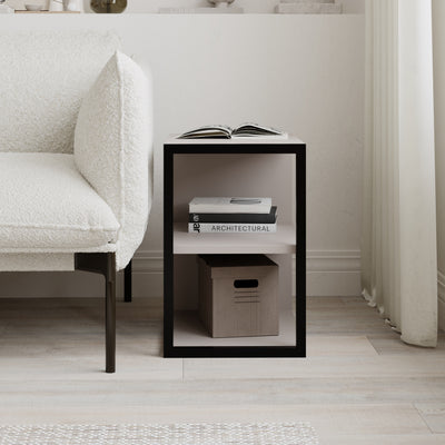 Echo Side Table Single – Modern Sofa Side Table with Shelves – Light Mocha