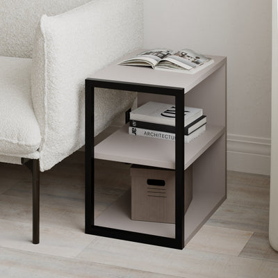 Echo Side Table Single – Modern Sofa Side Table with Shelves – Light Mocha