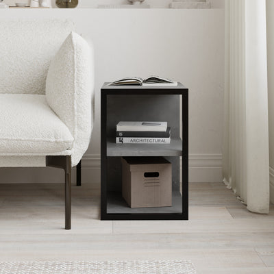 Echo Side Table Single – Modern Sofa Side Table with Shelves – Retro Grey
