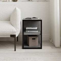 Echo Side Table Single – Modern Sofa Side Table with Shelves – Retro Grey