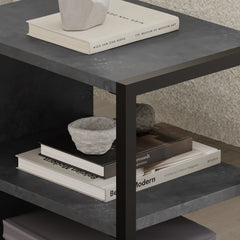Echo Side Table Single – Modern Sofa Side Table with Shelves – Retro Grey