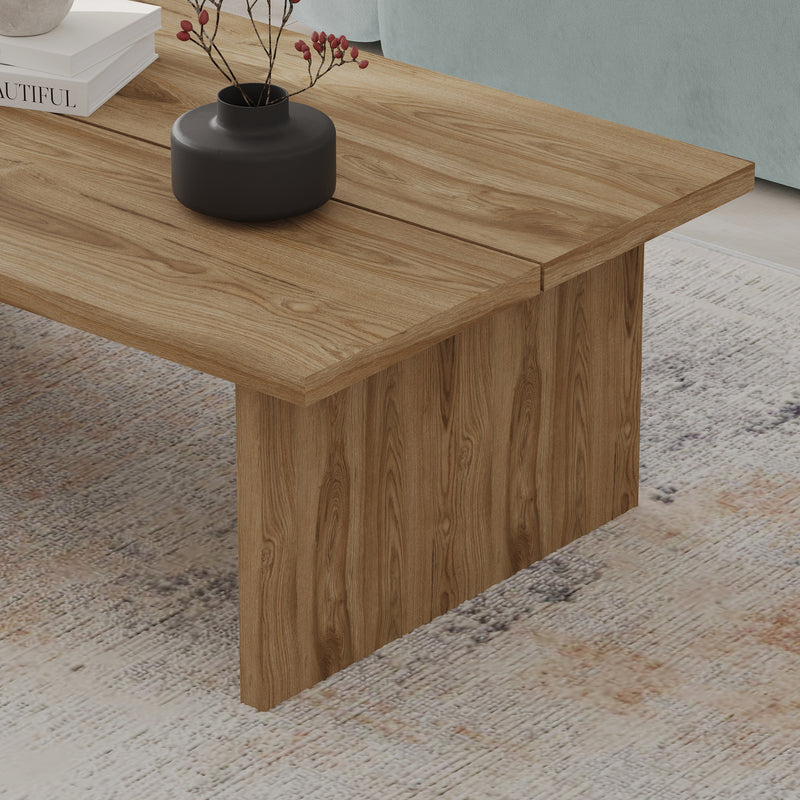 Loana Coffee Table – two-piece top panel detail – modern living room coffee table – Decortie