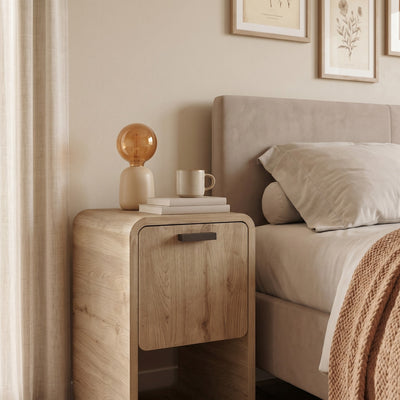 Rovel Bedside Table Natural Oak with Storage - view 3
