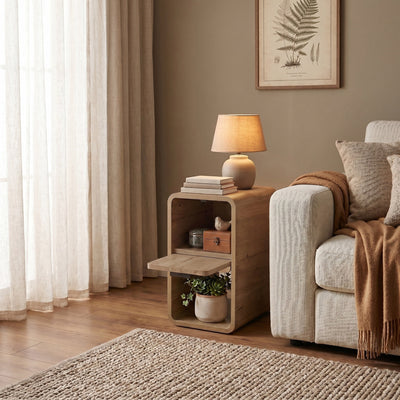 Rovel Bedside Table Natural Oak with Storage - view 5