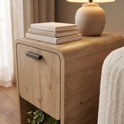Rovel Bedside Table Natural Oak with Storage - view 6