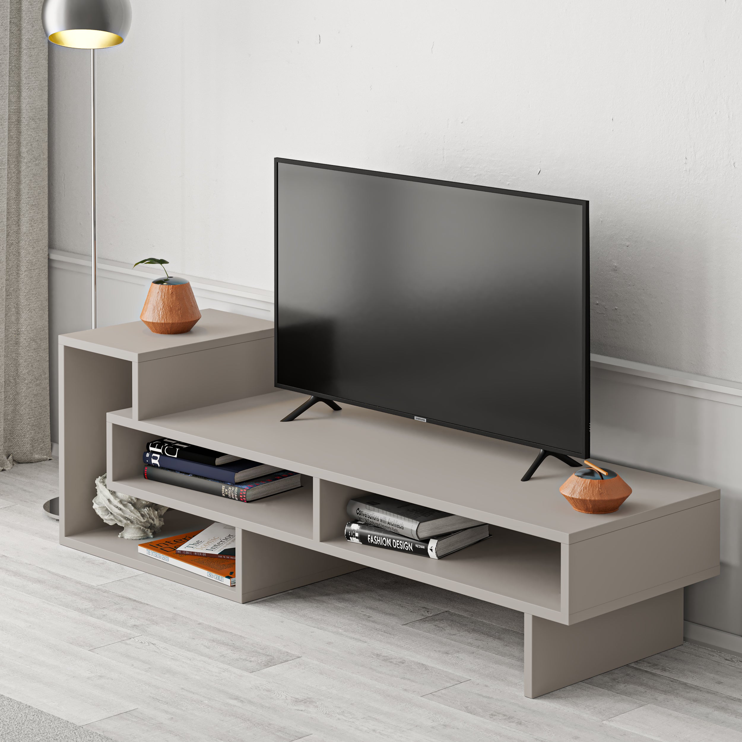 View details for Tetra Modern TV Stand Multimedia Centre TV Unit With Shelves 136.5cm Tetra Modern TV Stand Multimedia Centre TV Unit With Shelves 136.5cm