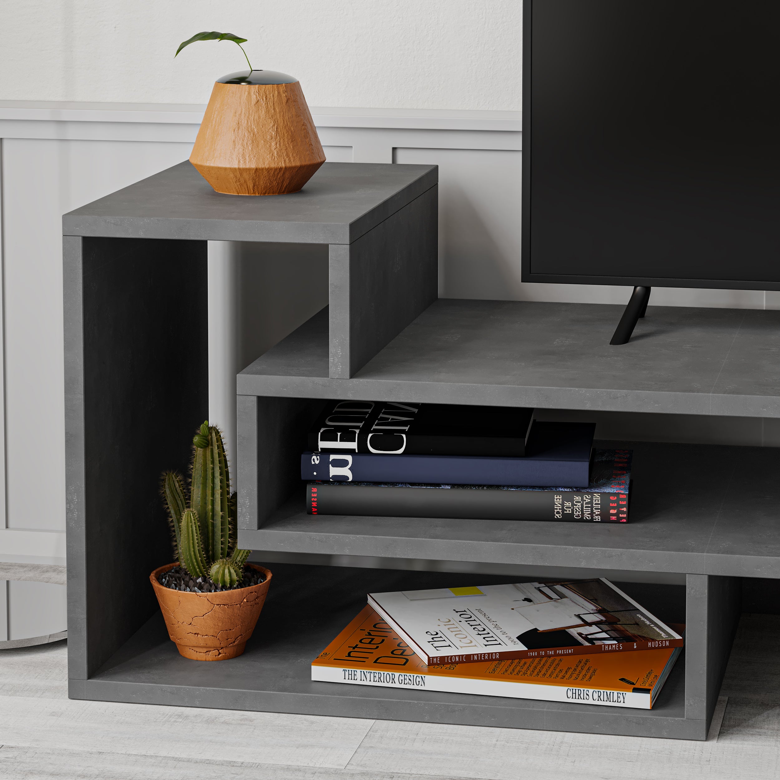 View details for Tetra Modern TV Stand Multimedia Centre TV Unit With Shelves 136.5cm Tetra Modern TV Stand Multimedia Centre TV Unit With Shelves 136.5cm