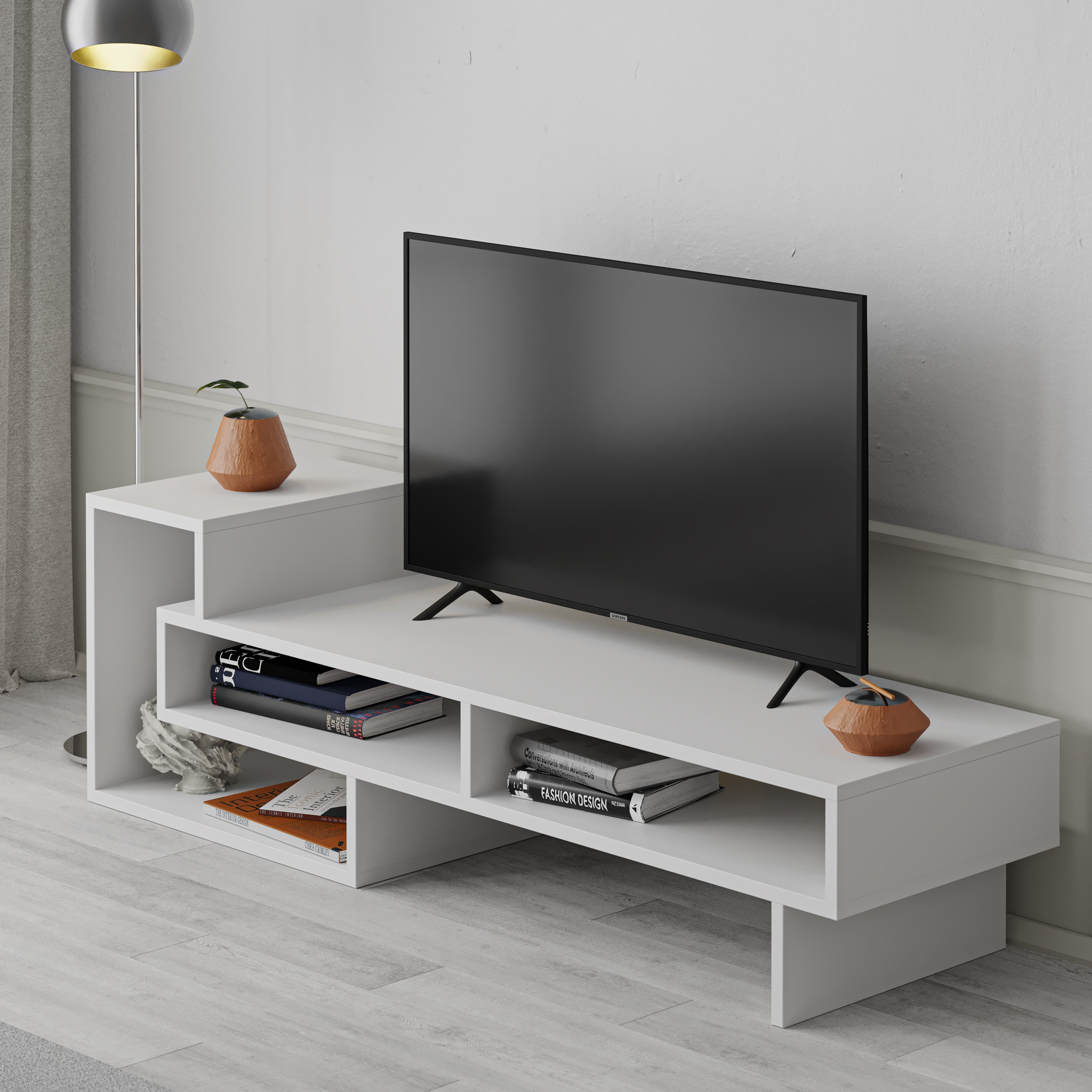 View details for Tetra Modern TV Stand Multimedia Centre TV Unit With Shelves 136.5cm Tetra Modern TV Stand Multimedia Centre TV Unit With Shelves 136.5cm
