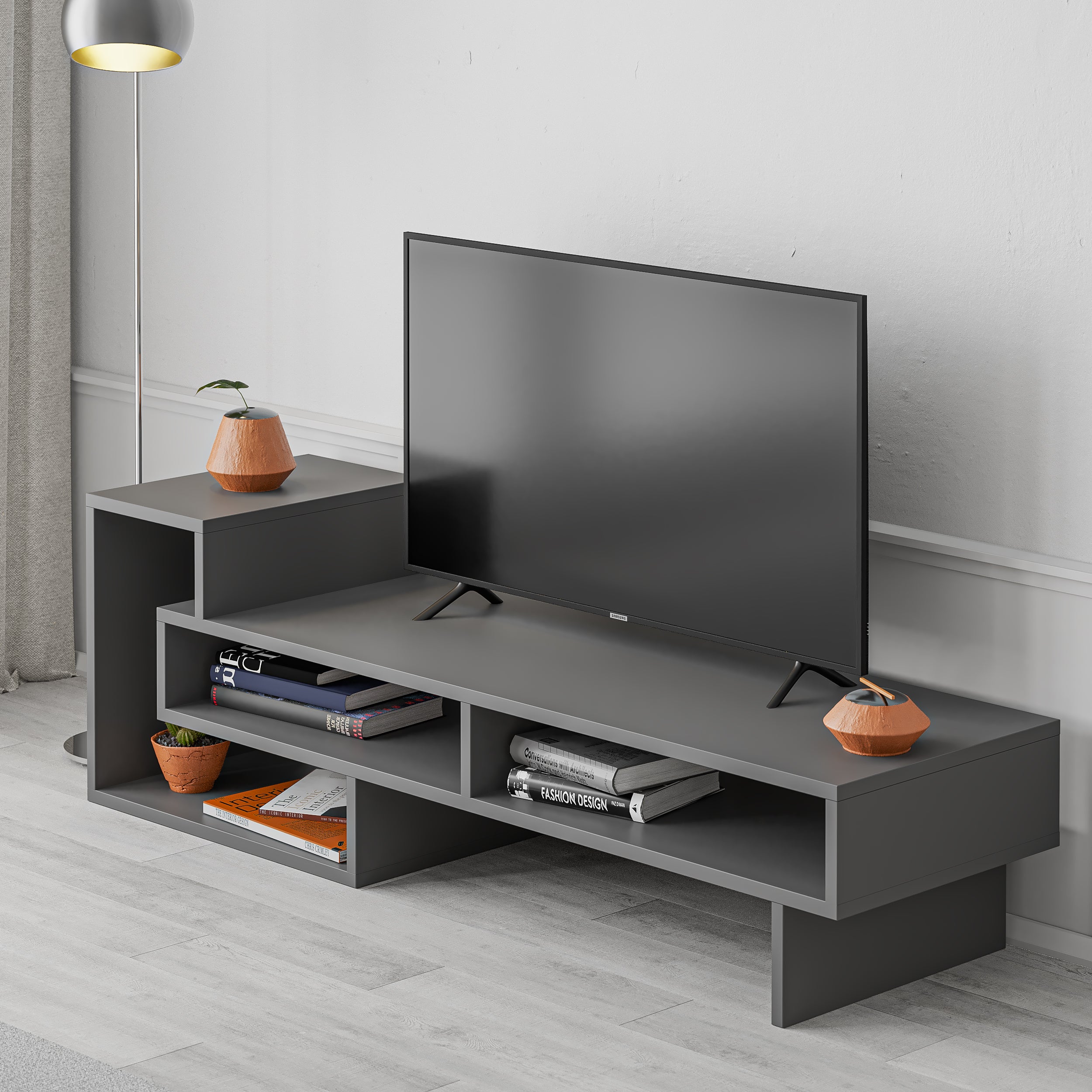 View details for Tetra Modern TV Stand Multimedia Centre TV Unit With Shelves 136.5cm Tetra Modern TV Stand Multimedia Centre TV Unit With Shelves 136.5cm