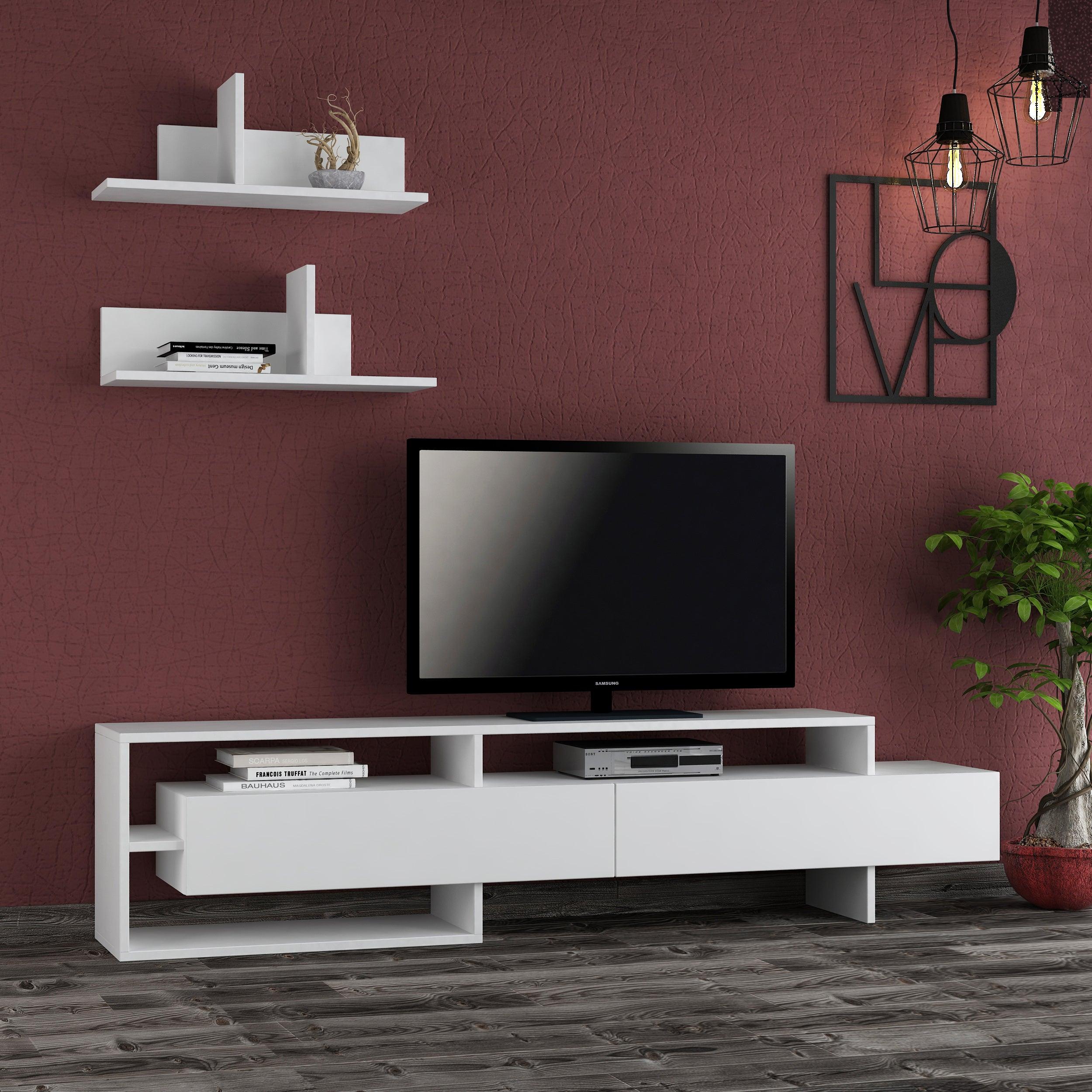 Gara Modern Tv Unit With Storage And Wall Shelf 180cm - Decortie