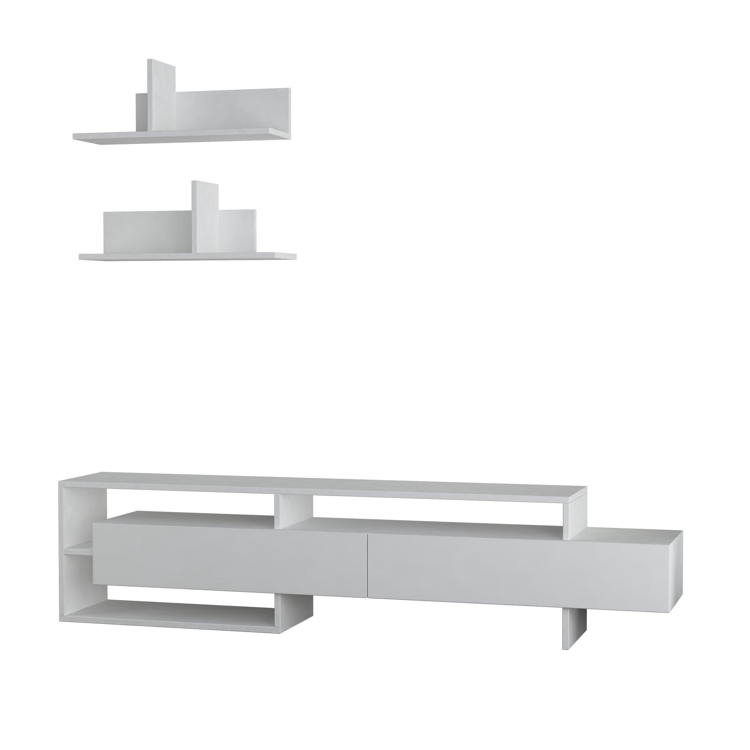 Gara Modern Tv Unit With Storage And Wall Shelf 180cm - Decortie