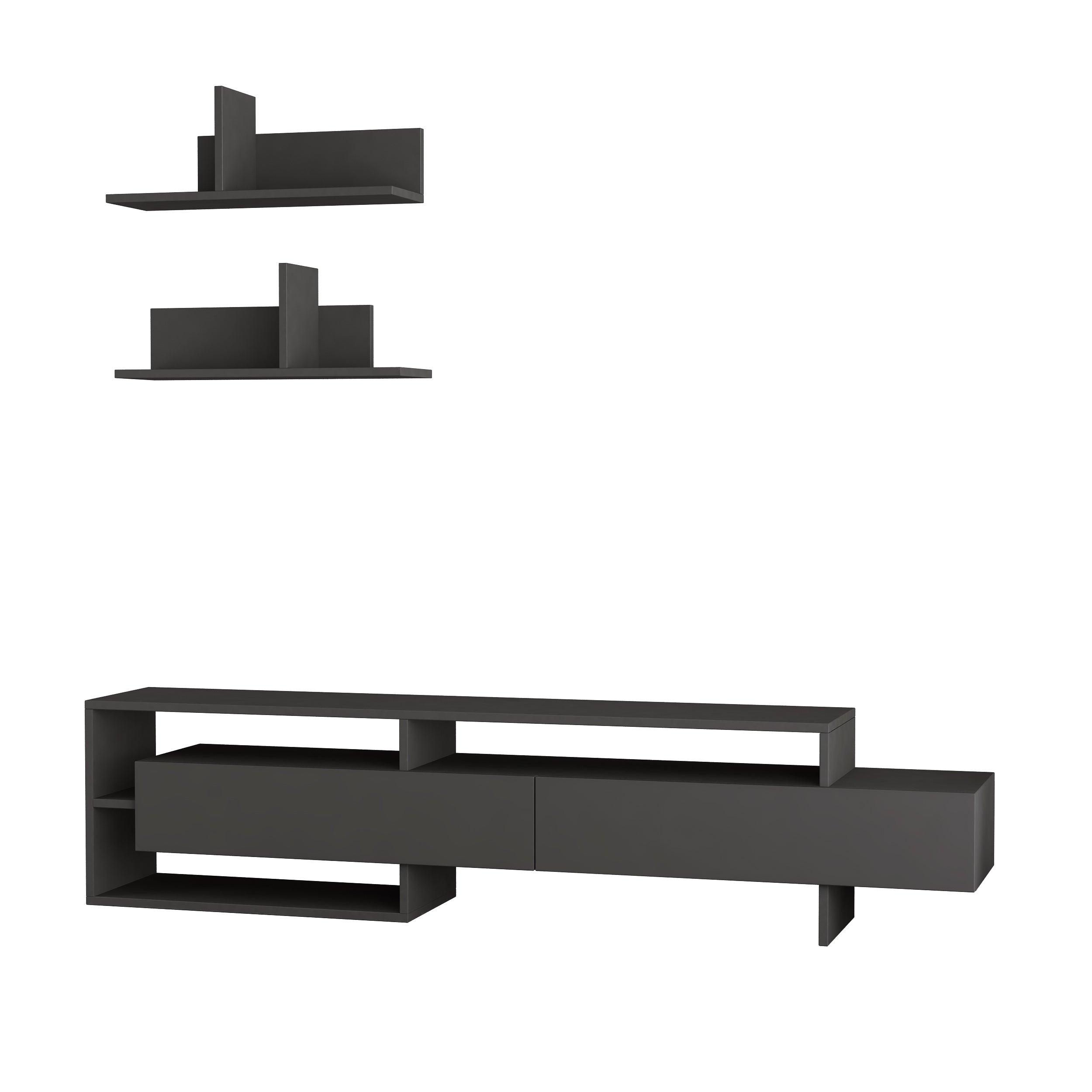 Gara Modern Tv Unit With Storage And Wall Shelf 180cm - Decortie