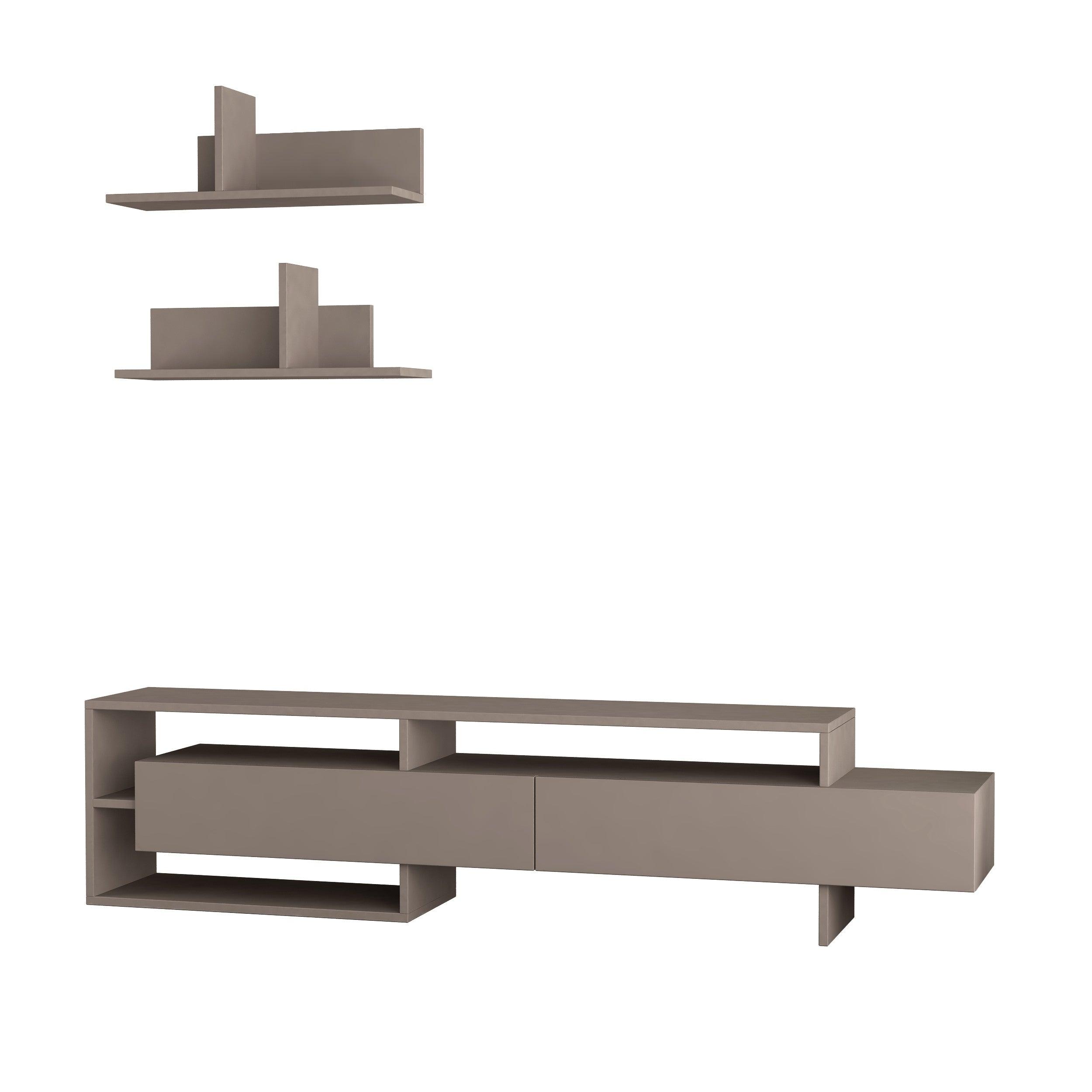 Gara Modern Tv Unit With Storage And Wall Shelf 180cm - Decortie