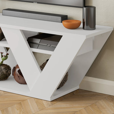 Pipralla Modern TV Stand Multimedia Centre TV Unit With Shelves 110cm