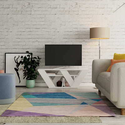 Pipralla Modern TV Stand Multimedia Centre TV Unit With Shelves 110cm