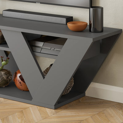 Pipralla Modern TV Stand Multimedia Centre TV Unit With Shelves 110cm