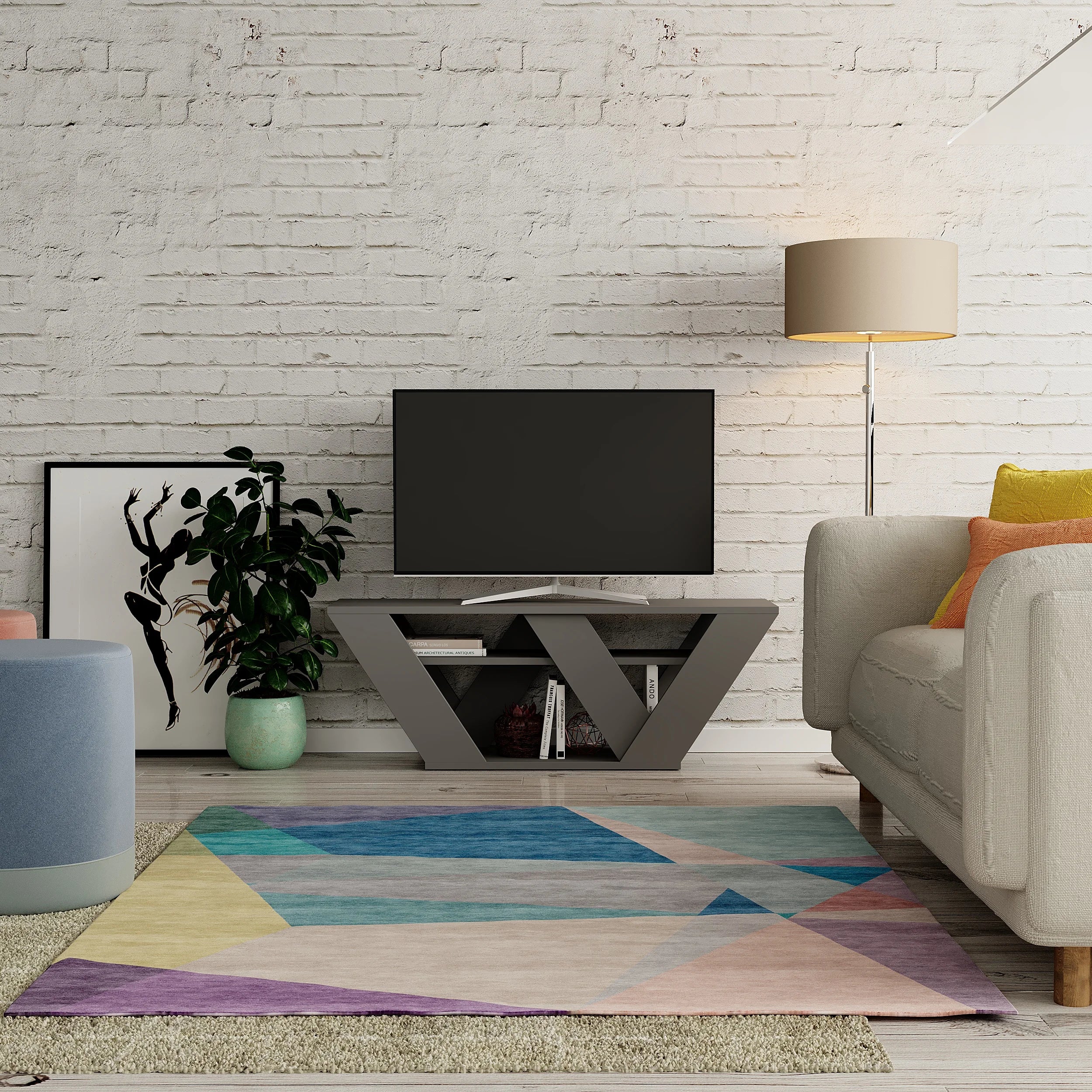 Pipralla Modern TV Stand Multimedia Centre TV Unit With Shelves 110cm