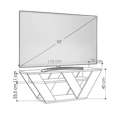 Pipralla Modern TV Stand Multimedia Centre TV Unit With Shelves 110cm
