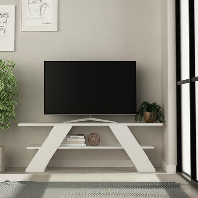 Farfalla Modern TV Stand Multimedia Centre TV Unit With Shelves 120cm in White