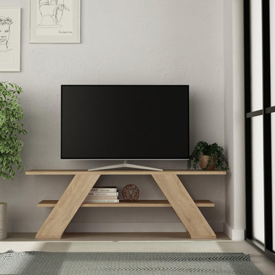 Farfalla Modern TV Stand Multimedia Centre TV Unit With Shelves 120cm in Oak