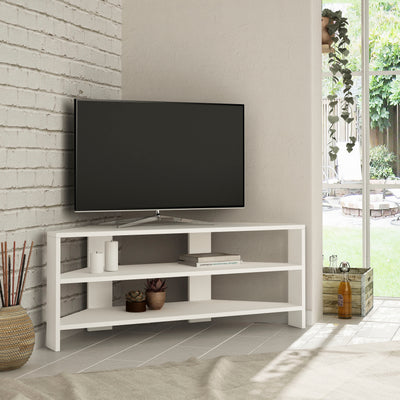 Thales Corner Modern TV Stand Multimedia Centre Corner 110cm in White