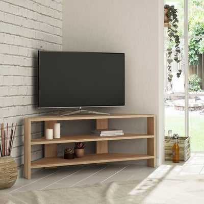 Thales Corner Modern TV Stand Multimedia Centre Corner 110cm in Oak