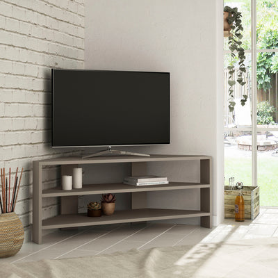 Thales Corner Modern TV Stand Multimedia Centre Corner 110cm in Light Mocha