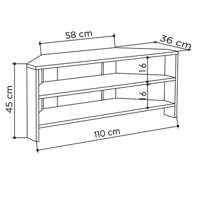 Thales Corner Modern TV Stand Multimedia Centre Corner 110cm - Decortie
