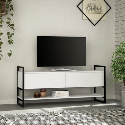 Metola Modern TV Stand Multimedia Stand TV Unit With Storage Cabinet 130cm in White