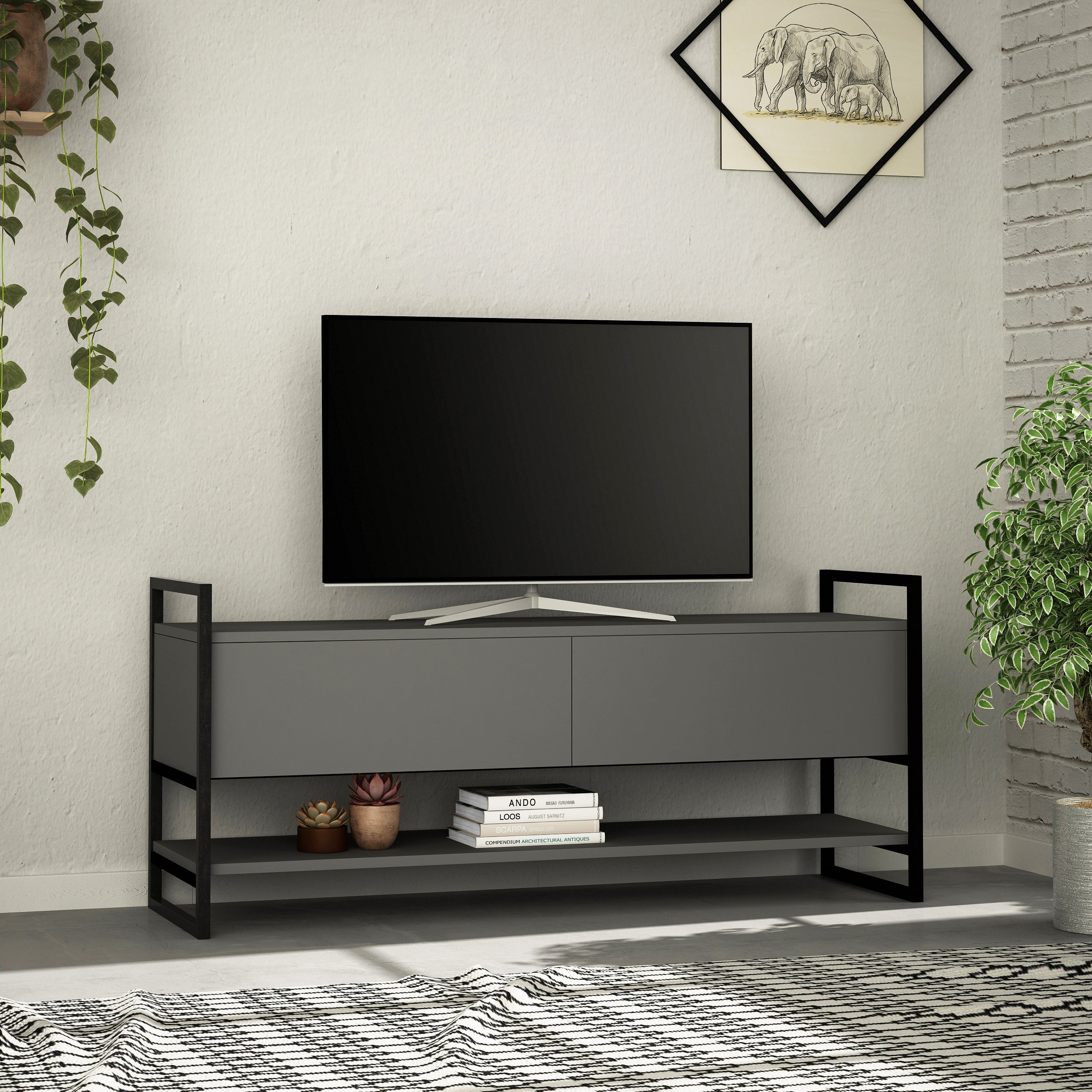 Metola Modern TV Stand Multimedia Centre TV Unit With Storage Cabinet 130cm - Decortie