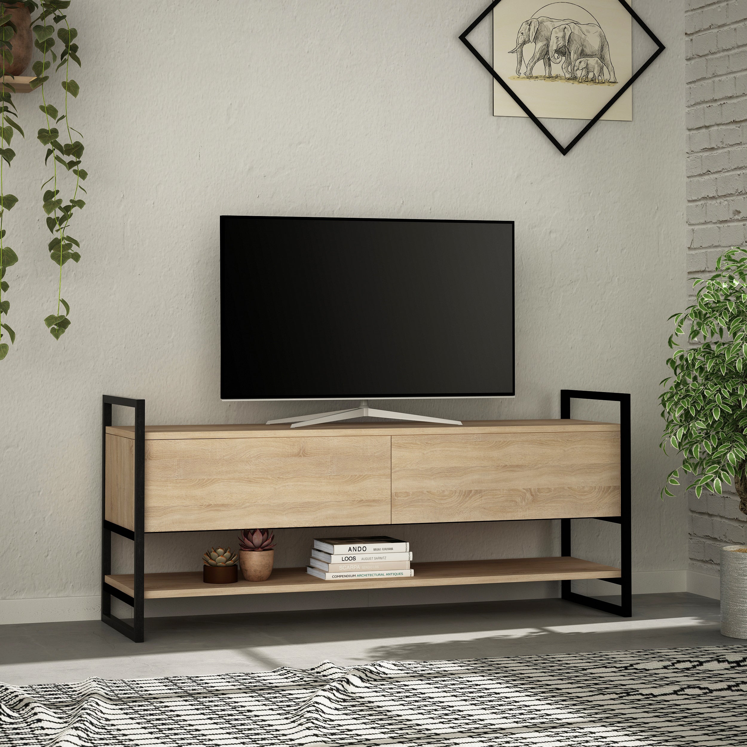 Metola Modern TV Stand Multimedia Centre TV Unit With Storage Cabinet 130cm - Decortie