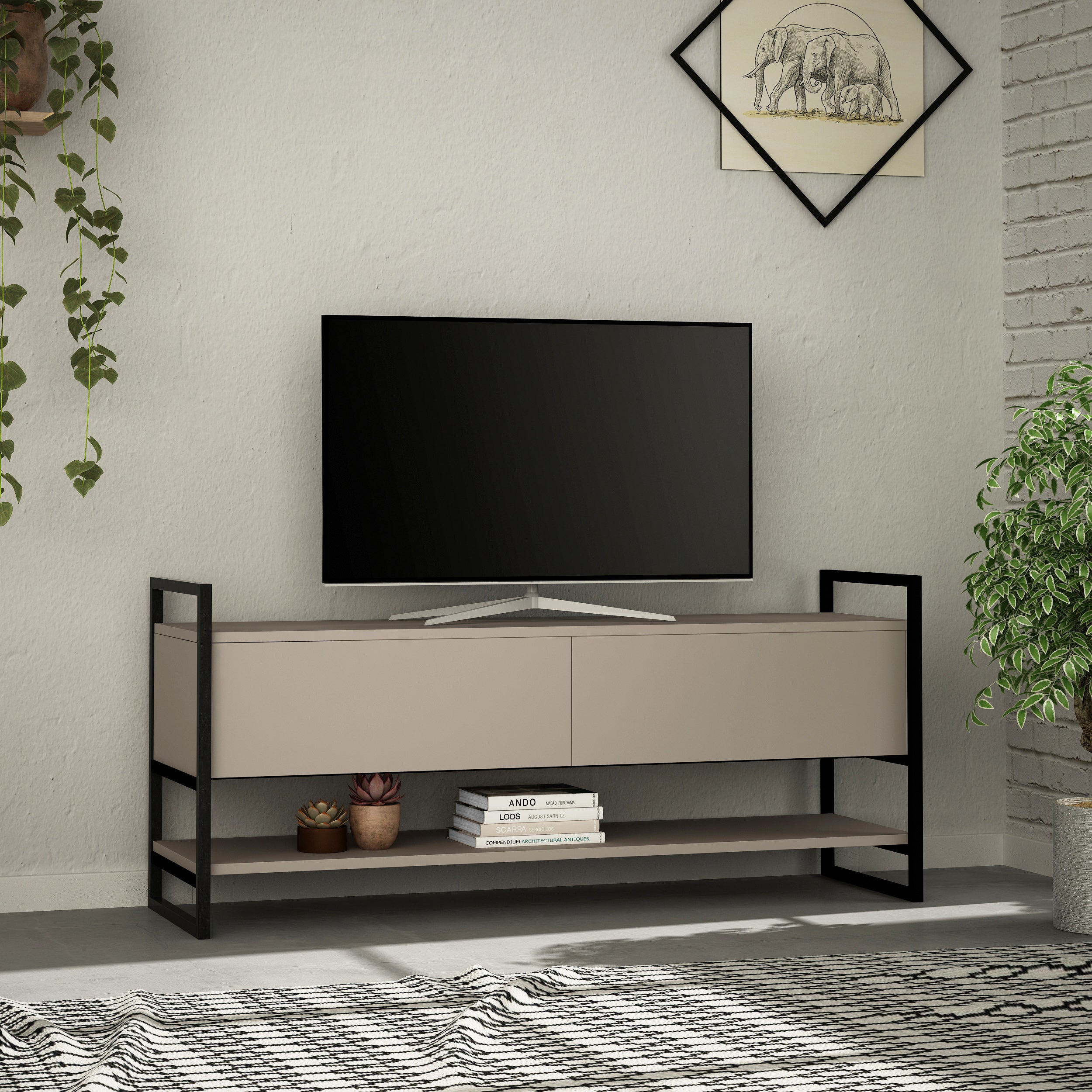 Metola Modern TV Stand Multimedia Centre TV Unit With Storage Cabinet 130cm - Decortie