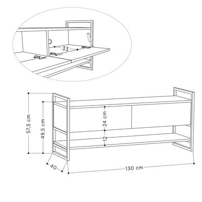 Metola Modern TV Stand Multimedia Centre TV Unit With Storage Cabinet 130cm - Decortie