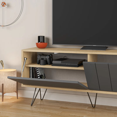 Picadilly TV Stand 139cm open storage close-up – Decortie