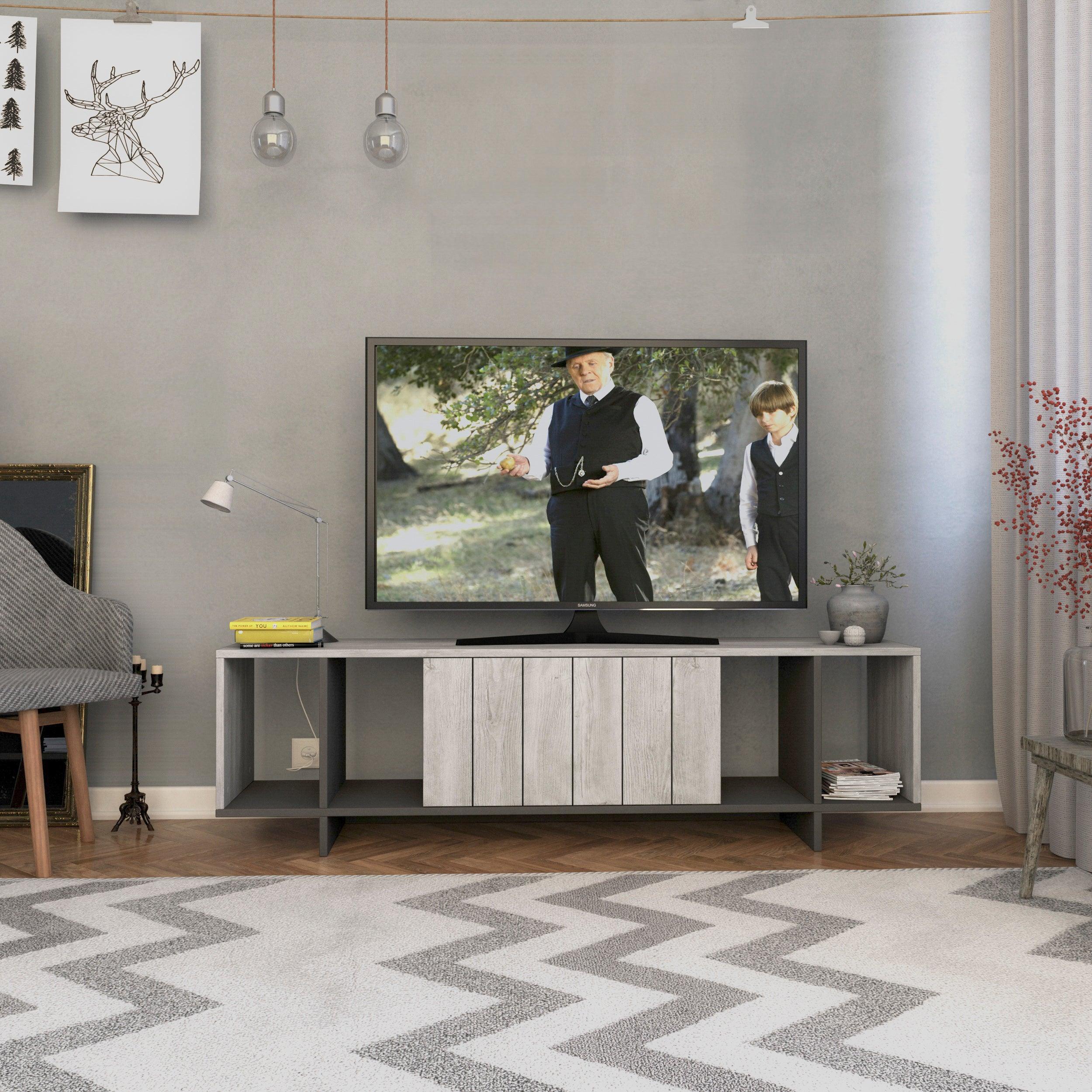 Zitano Modern TV Stand Multimedia Centre With Storage Cabinet 160cm - Decortie